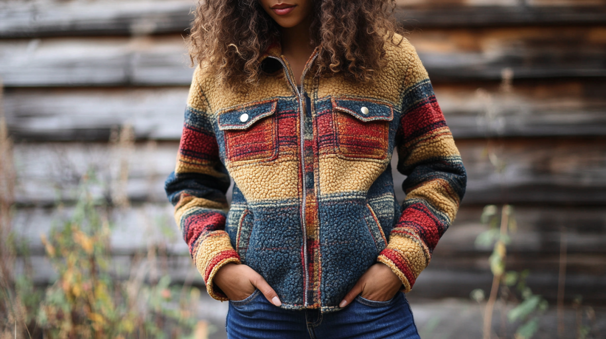 Shyanne Women’S Buffalo Print Snap Sherpa Jacket